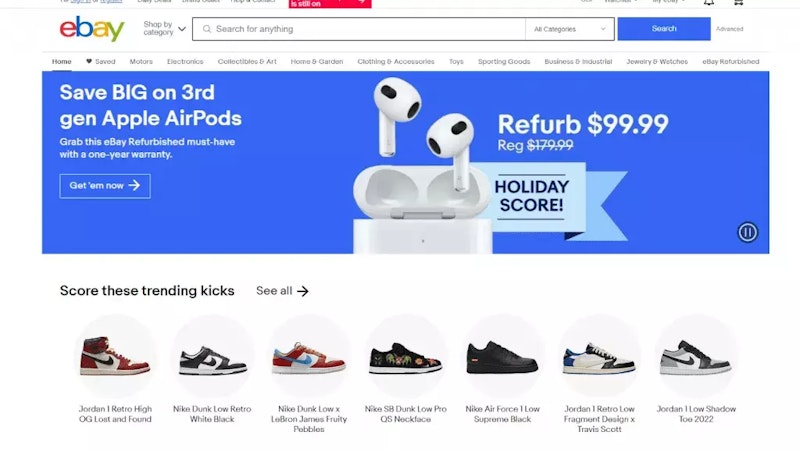 Ebay homepage